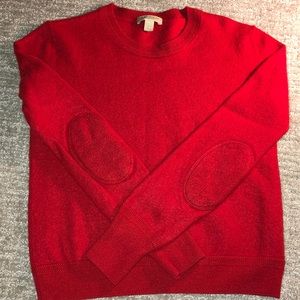 Burberry Sweater: Red Long Sleeve with Elbow Pads.